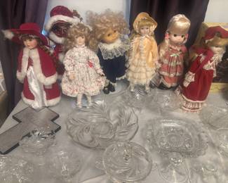 Porcelain dolls and crystal pieces