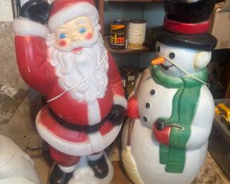 Large Santa and snowman blow molds
