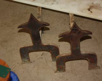 Antique cast iron fireplace irons