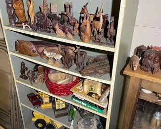 carved wooden animals