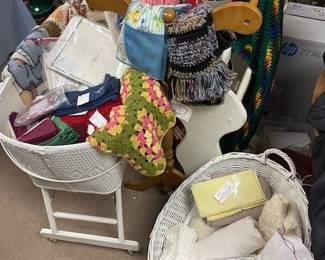 linens and wicker bassonette