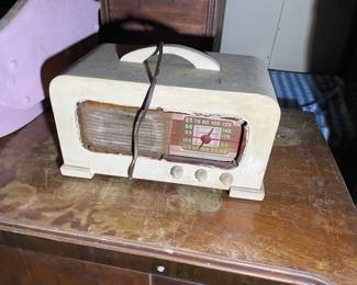 vintage white painted radio
