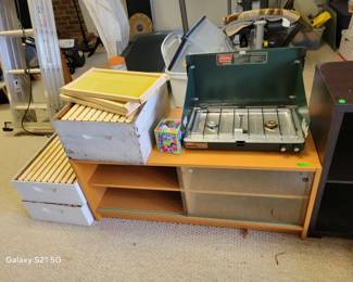 shelving, beekeeping supplies