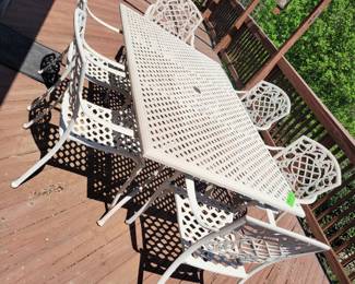 cast aluminum white patio set for 8