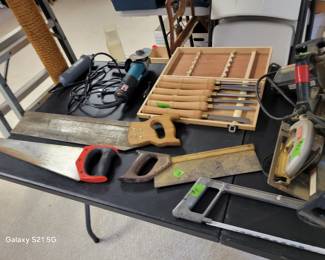 woodcarving tools, saws, etc