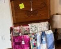 Antique secretary and quilts