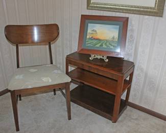 MCM Chair, Art, Wood Tiered Table