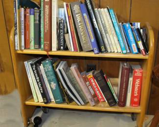 Books and Rolling Bookcase