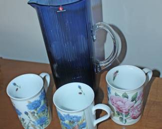 Cobalt Blue Pitcher and Cups Made in Finland