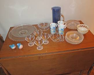 Candlewick, Ceramic Birds, Cobalt Pitcher, Lenox