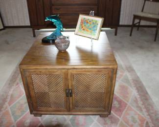 MCM Center Table, Wyland Dolphins, Art, Metal Vase