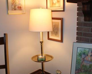 Brass Table Lamp, Flowers, Art