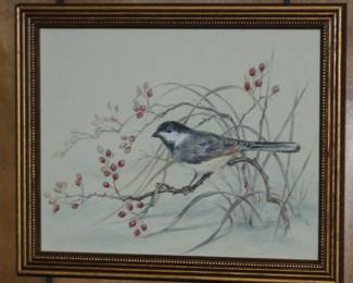 Chickadee with Berries Hallmark Card Image by Arlene