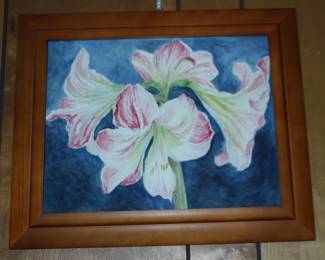 Wood Framed Iris Art by Arlene