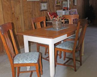 Wood Tile Table and 4 Chairs