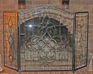 Leaded Glass Fireplace Screen