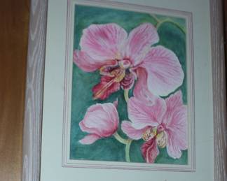 Pink Iris in Gray Silver Wood Frame
