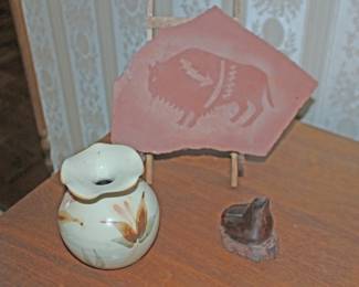 Buffalo on Stone, Pottery Vase and Seal