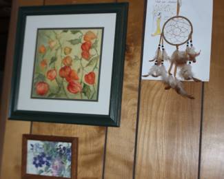 Dream Catcher, Chinese Lantern Flowers, Purple, Pink Blue Floral