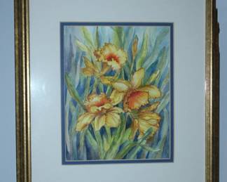 Iriss in Orange Yellow with Matting and Frame