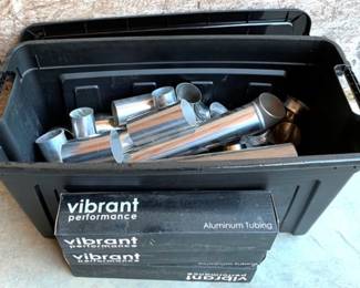 10 - Plastic Tote with Assorted Length Pipes
