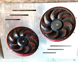 101 - Twin Electric Fan with Metal Backing - 37" x 28" You are buying a used as-is item. We do not guarantee all components are present, and if it is not expressly stated, it is untested.

