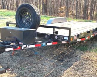 102 - 2020 PJ Car Hauler/Trailer w Wood Deck Has Badland ZXR 5000 Winch & Metal Tool Box
