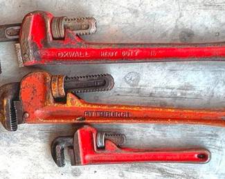 123 - 3 Pipe Wrenches - 18" x 16" x 10"