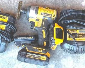 184 - DeWalt Cordless Grinder w / 2 Chargers You are buying a used as-is electric/electronic item. We do not guarantee all components are present, and if it is not expressly stated, it is untested.
