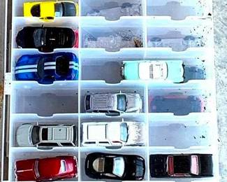 54 - Plastic Case w/ Hotwheels, Matchbox & More 10" x 13" x 4"
