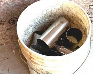 74 - Plastic Bucket of Metal Pipe Sections
