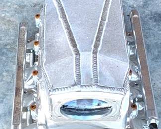 138 - Aluminum Intake with Fuel Rails - 20" x 14" x 14" You are buying a used as-is item. We do not guarantee all components are present, and if it is not expressly stated, it is untested.
