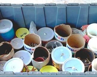 141 - Plastic Tote of Nuts / Bolts / Hardware
