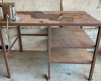 146 - Heavy Duty Metal Table with Wilton Vise - 56x35x40

