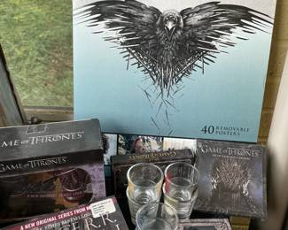 "GAME OF THRONES", Poster Book, Shot Glasses, Unopened Miscellaneous