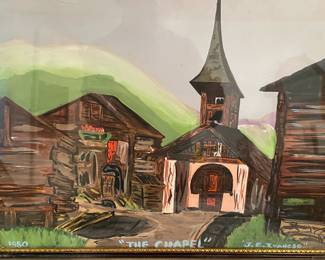 "THE CHAPEL" Original Art, Signed, J.E. Ivancso?