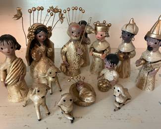 1960's? 14 Piece, Nativity Set! Maybe Hungarian but for sure Awesome! As Is--Mary has arm damage-- but piece included