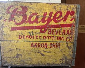 "Bayer" Beverage and Peoples Bottling Co., Akron, Ohio! Wooden Tote Boxes--Old & Agreeably Aged!