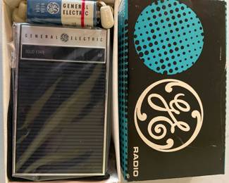 Never used! 1960/70's GE Transistor Radio in Original Packaging w/Battery, Directions, Ear Phone, etc.,