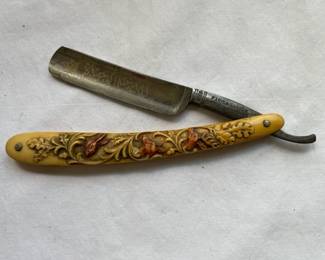 Antique, Ornate, Flora and Fauna Design, "Faris & Sargus" Straight Razor