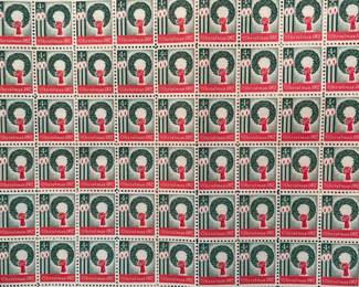 First USPS Christmas Stamps 100-pane Sheet & Numerous other Vintage US Postage Stamps--Disney, Mercury Space Capsule, FOOTBALL 1869-1969--etc.,