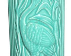 Teal Ceramic Stork Vase