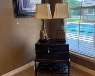 Pair of lamps and a luggage table