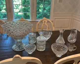 Waterford crystal pieces - vases, pitchers, candy dishes, punch bowl