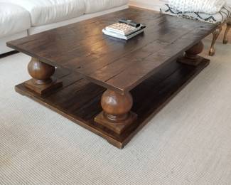 Balustrade Salvaged Wood coffee table by Restoration Hardware is 5 feet long x 40 inches wide