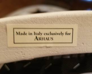 Dining room chair detail; chairs made in Italy exclusively for ARHAUS. 6 chairs available