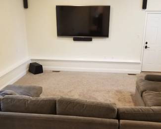 GoldenEar home theater includes TV, sound bar, 4 speakers & sub-woofer
