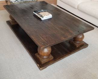 Balustrade Salvaged Wood coffee table by Restoration Hardware is 5 feet long x 40 inches wide