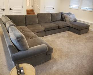Fabulous gray sectional sofa by Bassett can be configured multiple ways
