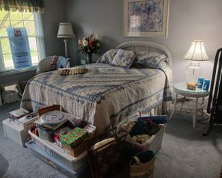 Full size wicker headboard bed